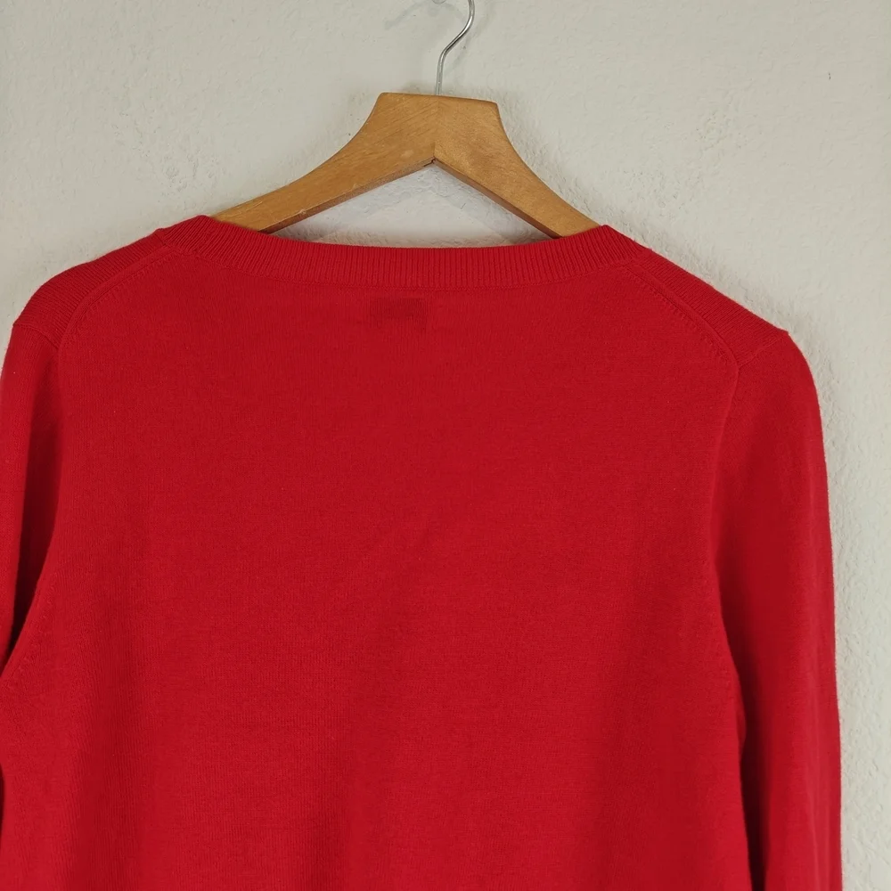 J. Crew Cotton Dalmatian Teddie Sweater In Red Sz M